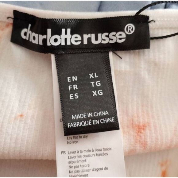 CHARLOTTE RUSSE RIBBED ORANGE & WHITE TIE DYE DRESS SZ.XL NWT. - Picture 7 of 10